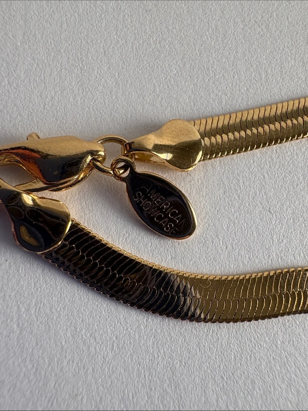 Gold Herringbone Necklace Sleek Flat Chain Women Jewelry - Picture 5 of 5
